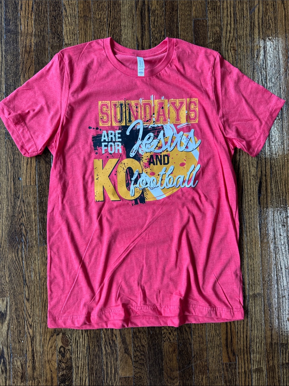 Sundays Are For Jesus and Football Graphic Tee - Heathered Red